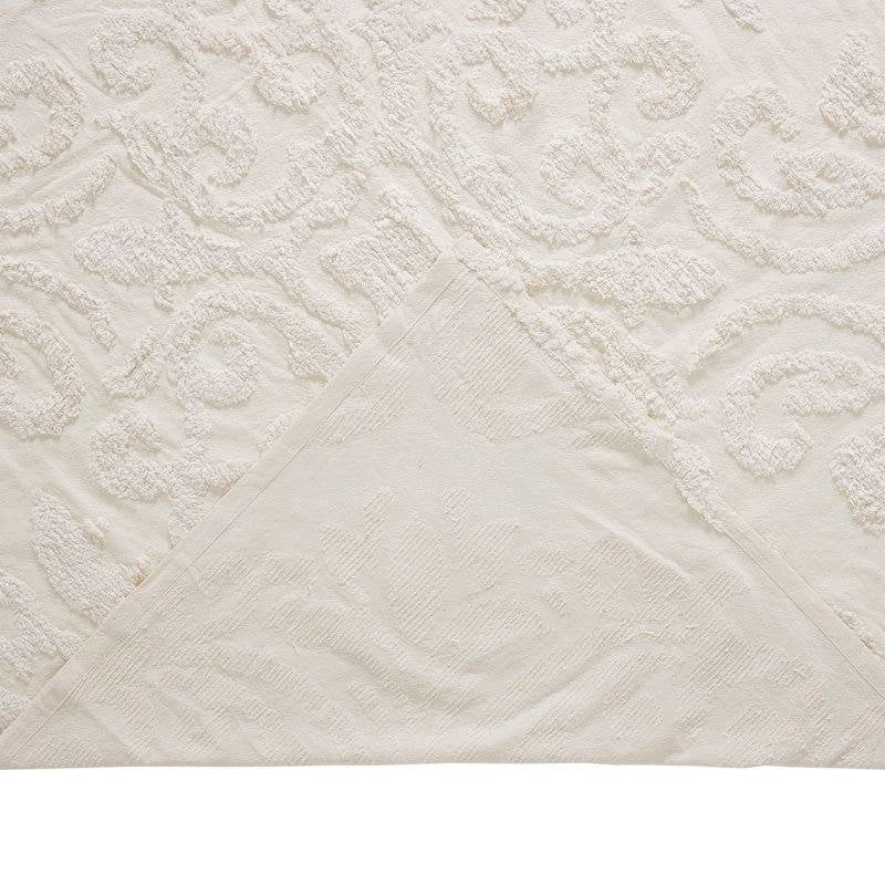 Full Size OverSized 100% Cotton Chenille 3 PCS Coverlet Bedspread Set in Ivory