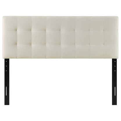 Full size Ivory Linen Fabric Upholstered Tufted Headboard