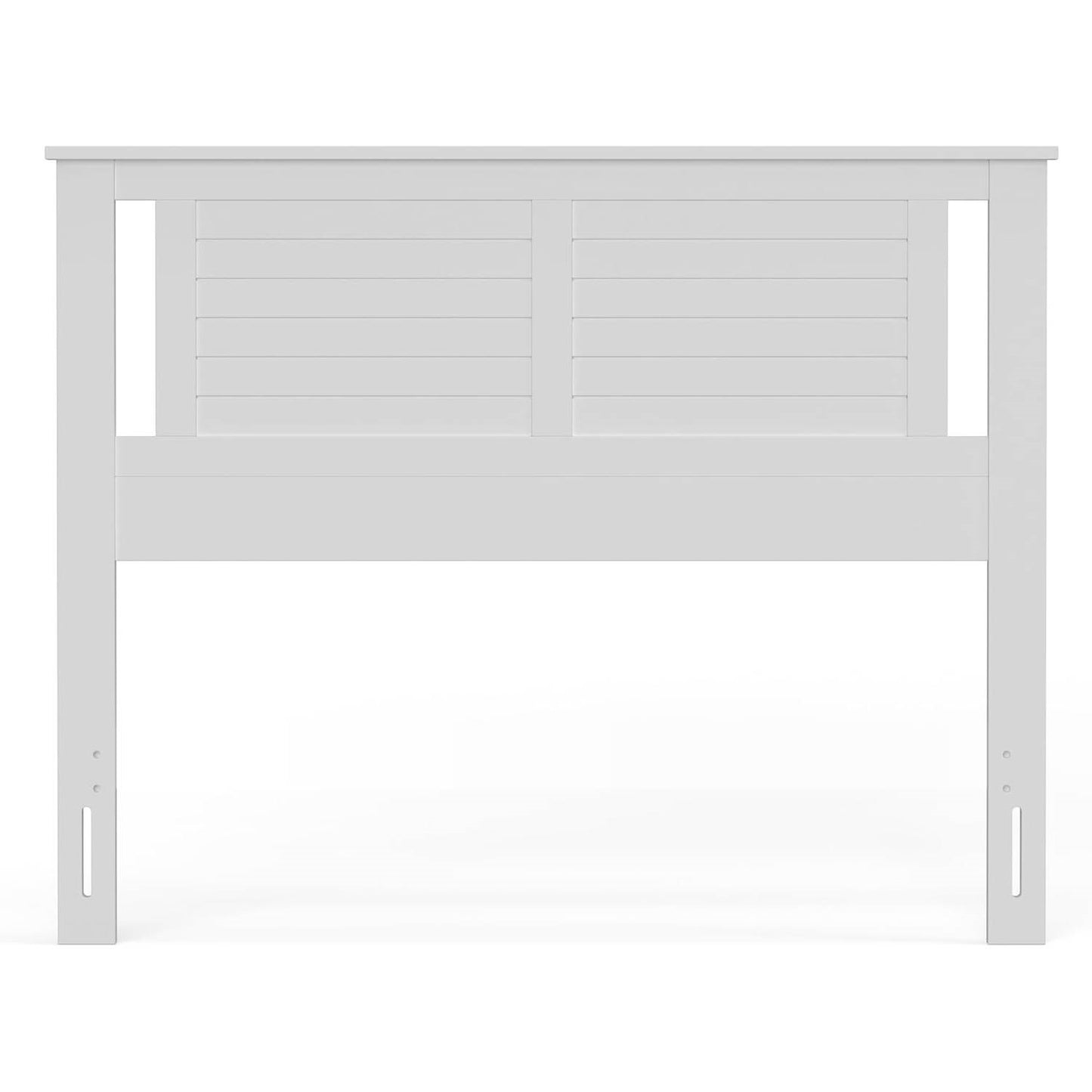Full Size Coastal White Poplar Horizontal Slat Panel Headboard