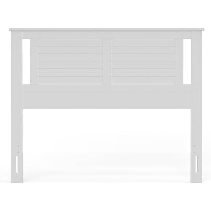 Full Size Coastal White Poplar Horizontal Slat Panel Headboard