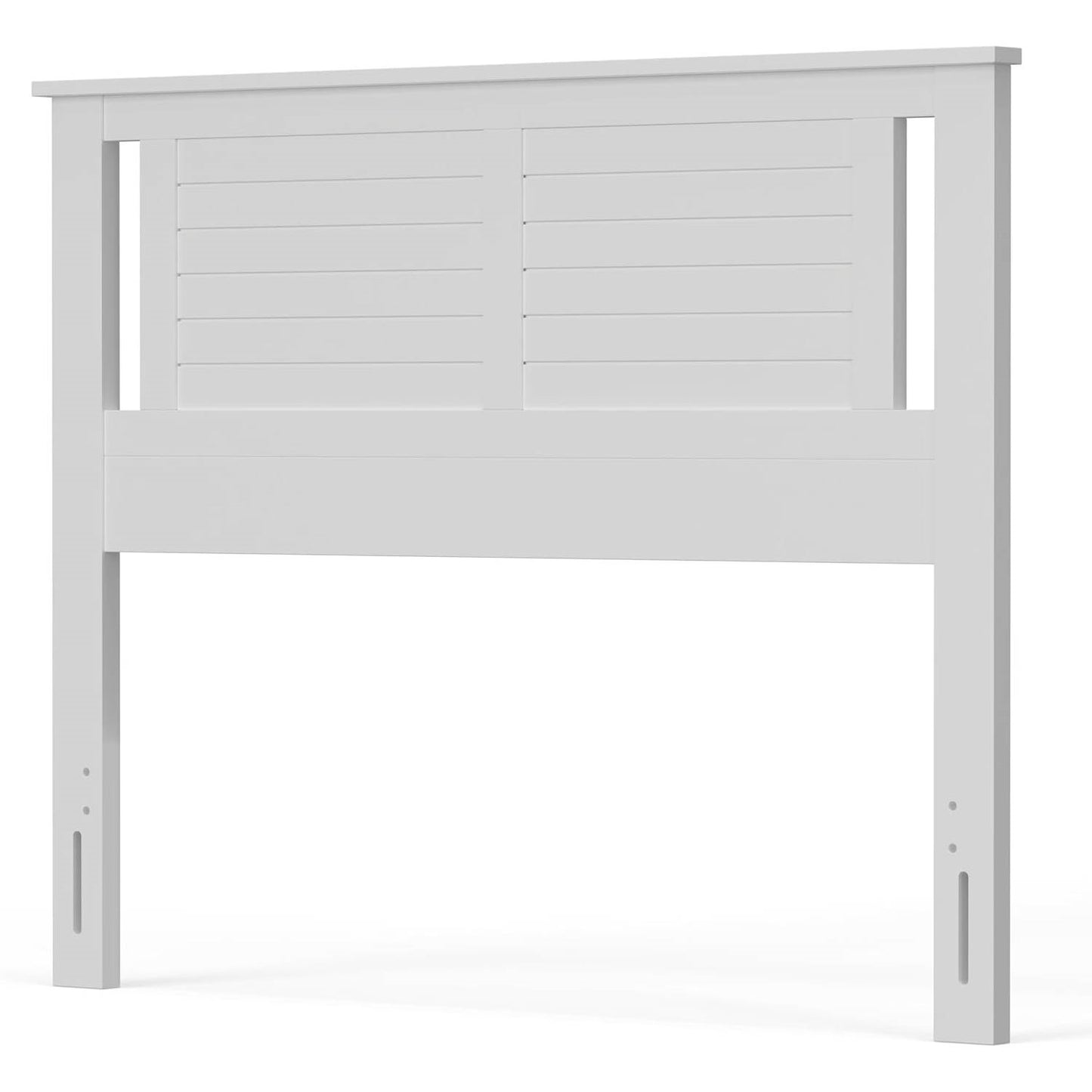 Full Size Coastal White Poplar Horizontal Slat Panel Headboard