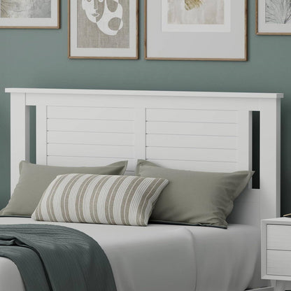 Full Size Coastal White Poplar Horizontal Slat Panel Headboard
