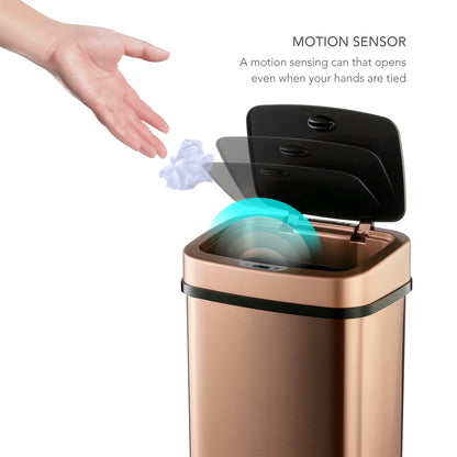 Small 3-Gallon Motion Sensor Touchless Stainless Steel Trash Can Gold