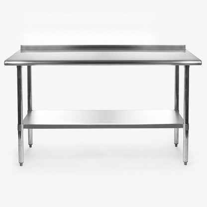 Stainless Steel 60 x 24 inch Heavy Duty NSF Certified Work Bench Prep Table with Backsplash