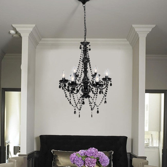 6 Light Gothic Modern Crystal Candle Chandelier