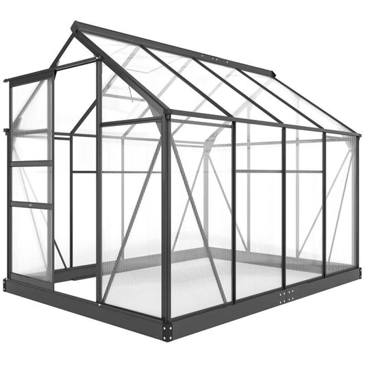 8.3 ft. 6.2 ft. Sturdy Outdoor Polycarbonate Greenhouse with Grey Metal Frame