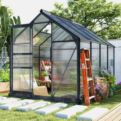 8.3 ft. 6.2 ft. Sturdy Outdoor Polycarbonate Greenhouse with Grey Metal Frame