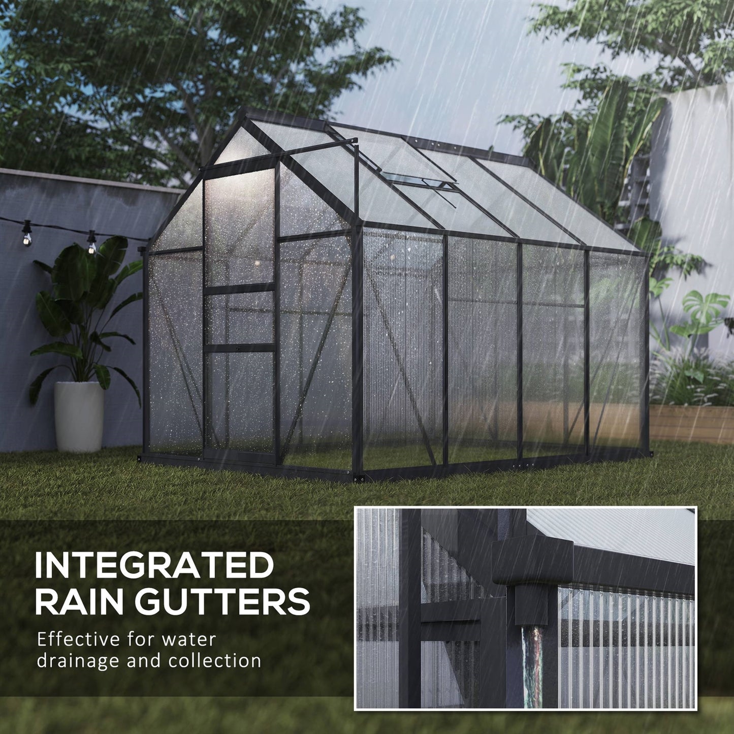 8.3 ft. 6.2 ft. Sturdy Outdoor Polycarbonate Greenhouse with Grey Metal Frame