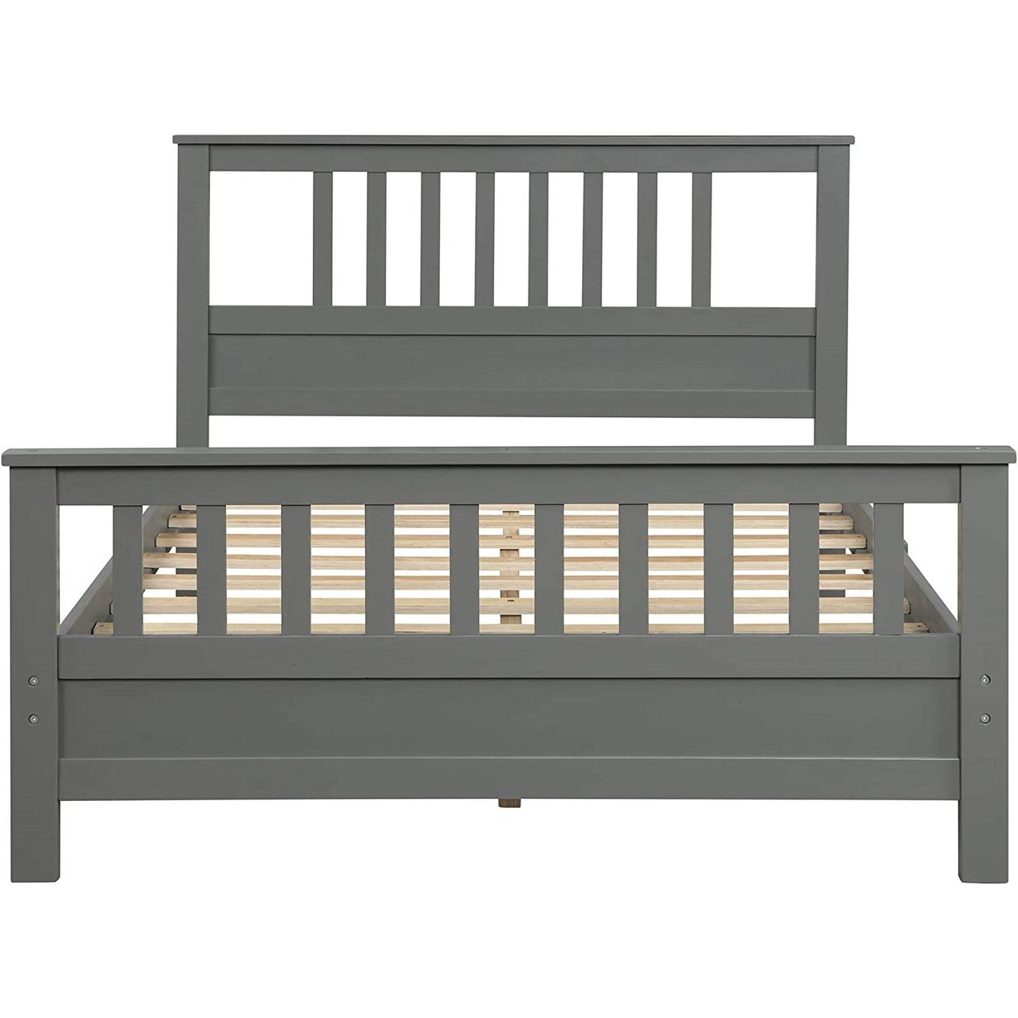 Grey Pine Wood Slatted Platform Headboard Footboard Full Size