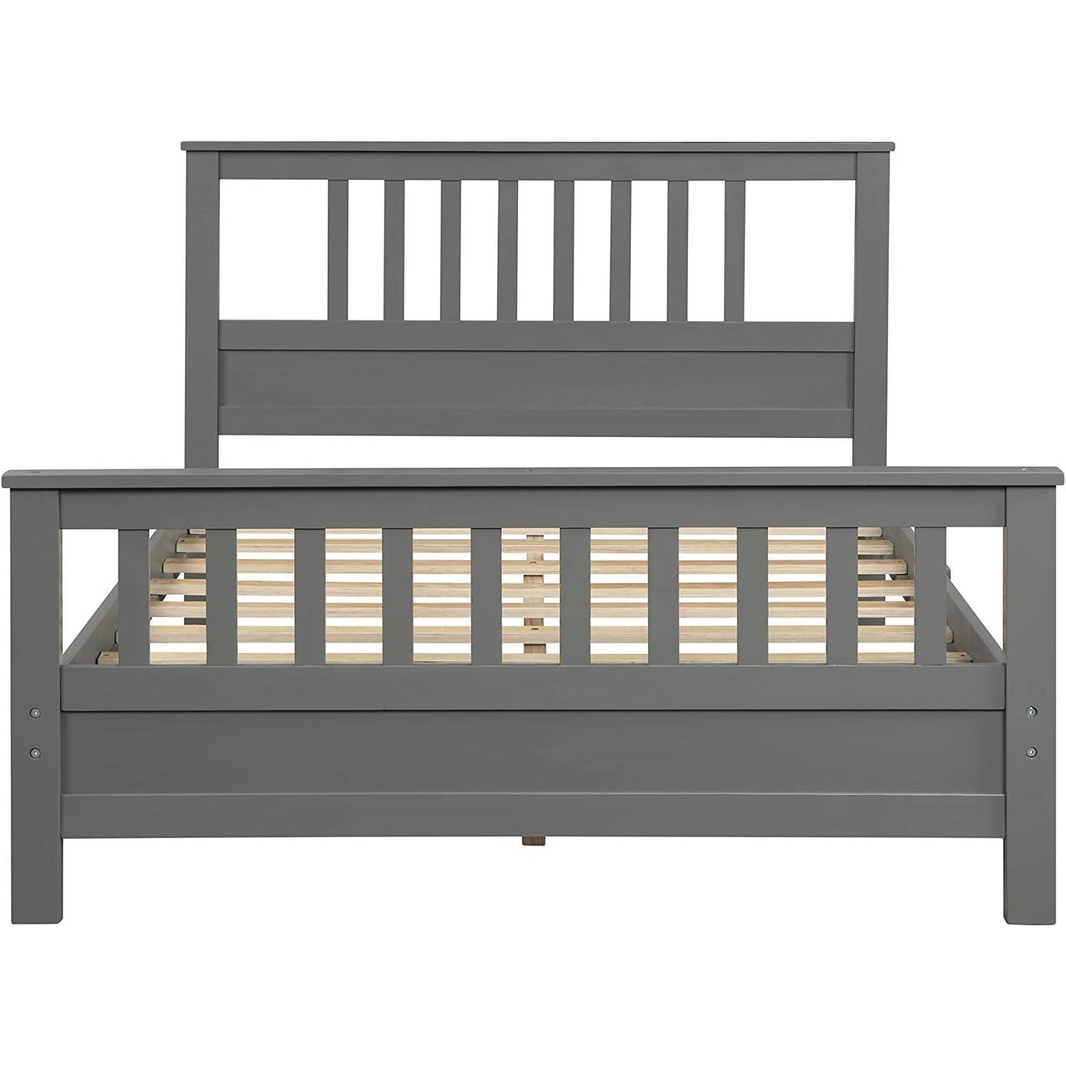 Grey Pine Wood Slatted Platform Headboard Footboard Full Size