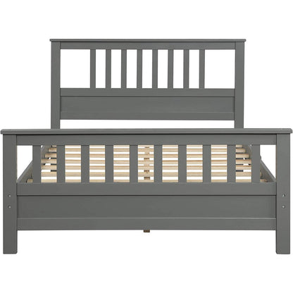 Grey Pine Wood Slatted Platform Headboard Footboard Full Size