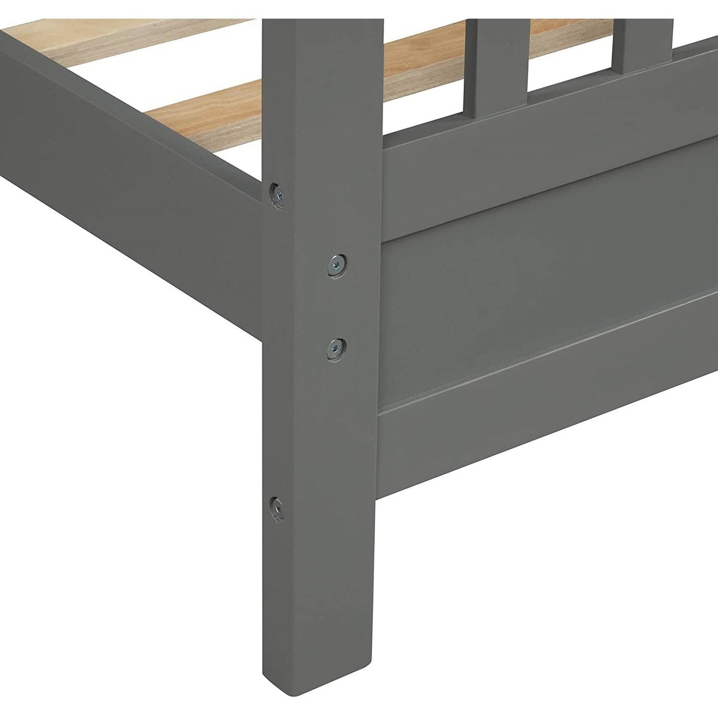 Grey Pine Wood Slatted Platform Headboard Footboard Full Size