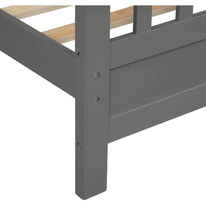 Grey Pine Wood Slatted Platform Headboard Footboard Full Size