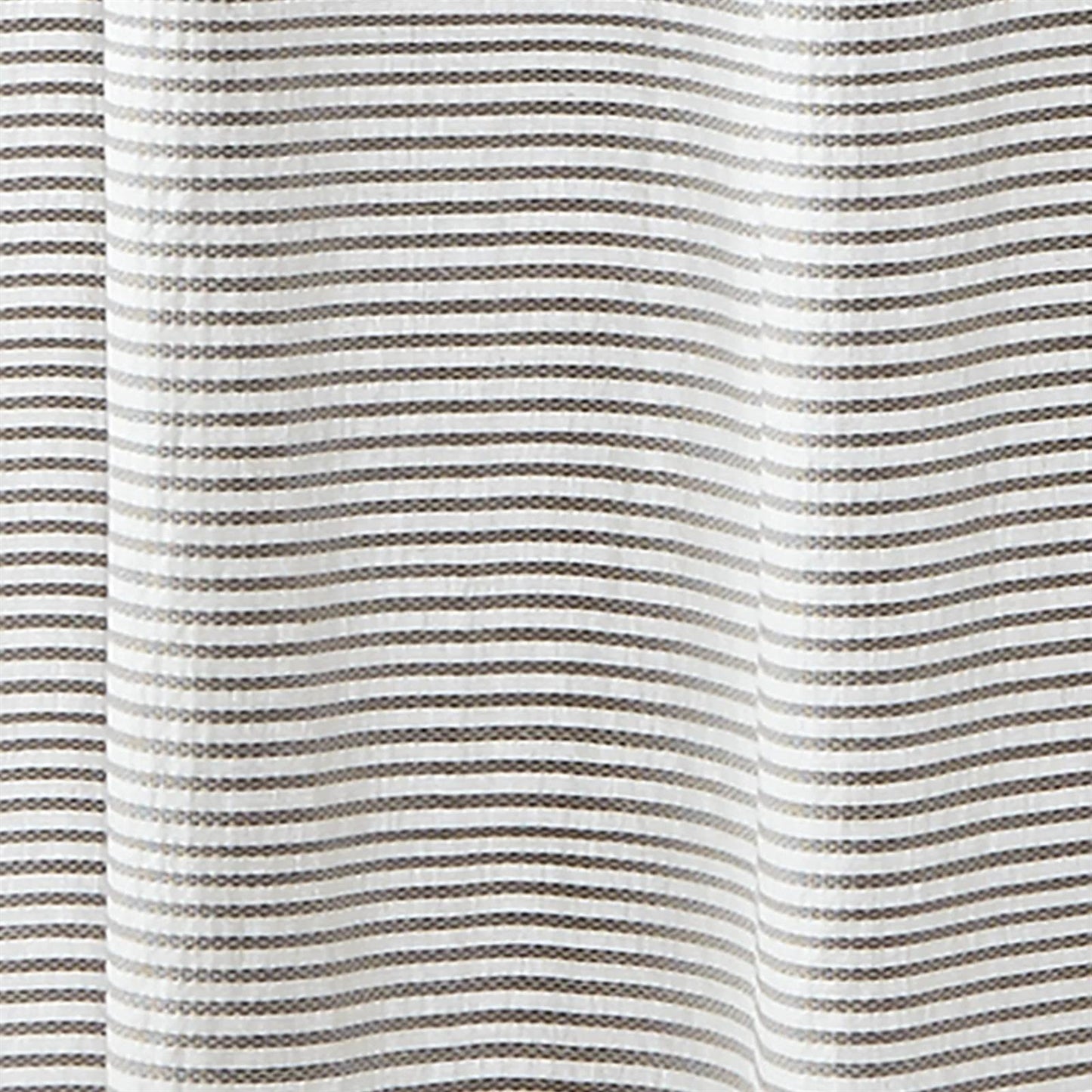 72-inch Grey and White Stripes Cotton Shower Curtain with Tassels