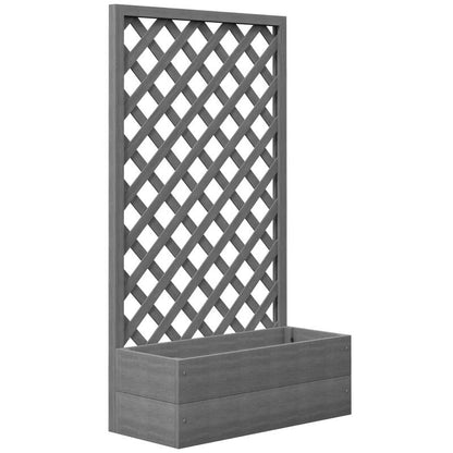 Outdoor Grey Wooden Lattice Trellis Raised Garden Bed Planter Box