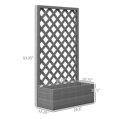 Outdoor Grey Wooden Lattice Trellis Raised Garden Bed Planter Box