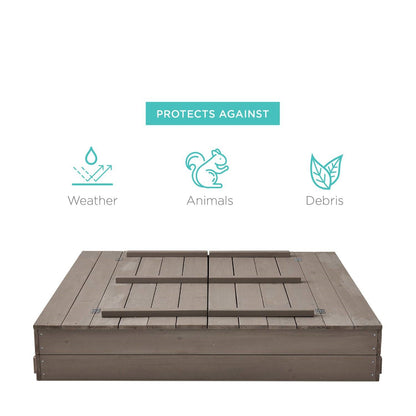 Sturdy Grey Cedar Kids Complete Seated Bench Sandbox