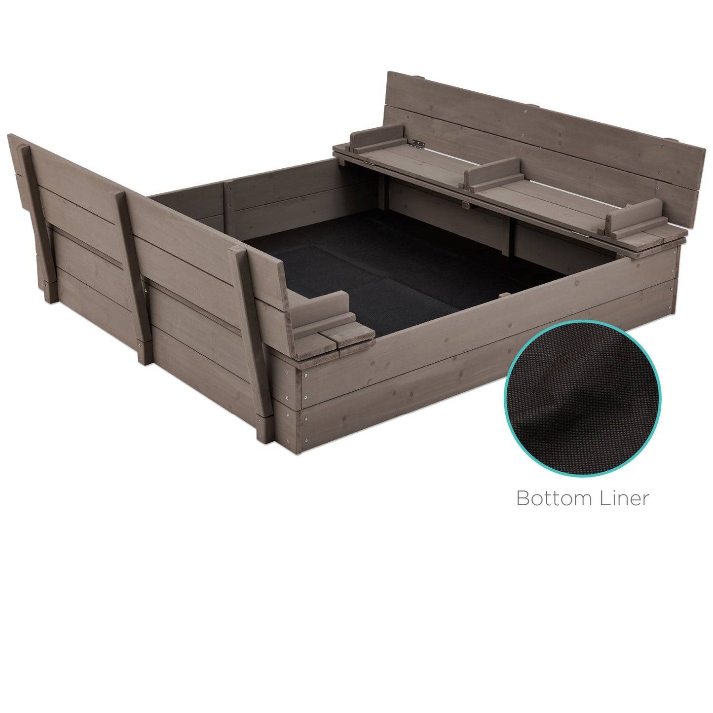Sturdy Grey Cedar Kids Complete Seated Bench Sandbox