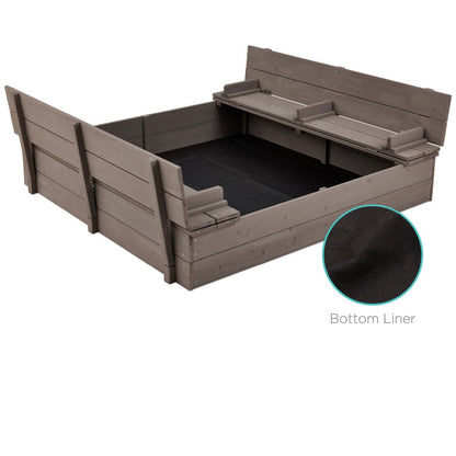 Sturdy Grey Cedar Kids Complete Seated Bench Sandbox