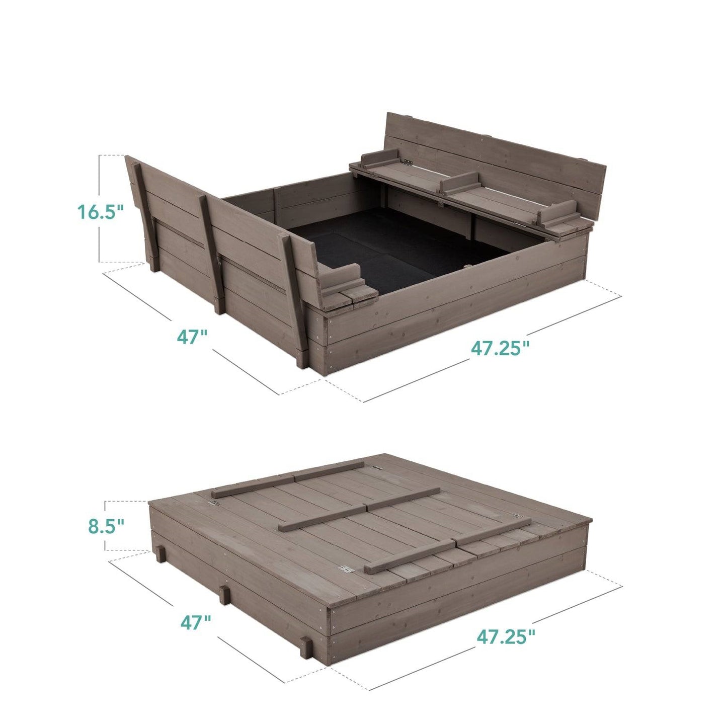 Sturdy Grey Cedar Kids Complete Seated Bench Sandbox