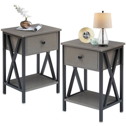 Rustic 1 Drawer Gray Nightstand - Set of 2