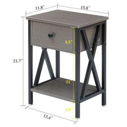 Rustic 1 Drawer Gray Nightstand - Set of 2