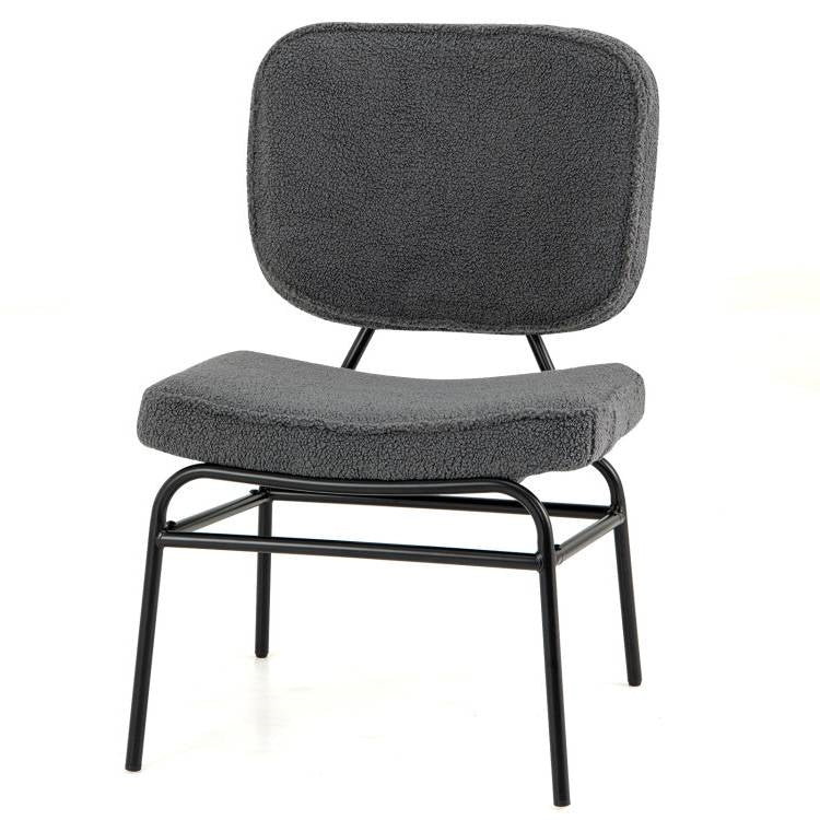 Grey Sherpa Upholstered Reading Plush Accent Chair
