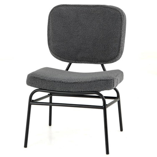Grey Sherpa Upholstered Reading Plush Accent Chair