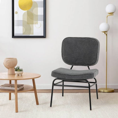 Grey Sherpa Upholstered Reading Plush Accent Chair