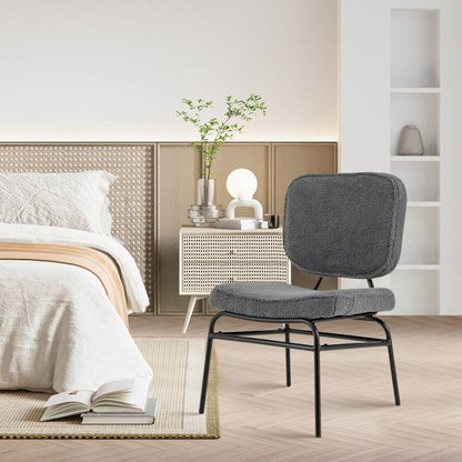 Grey Sherpa Upholstered Reading Plush Accent Chair