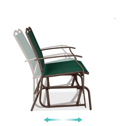 2 Seater Mesh Patio Loveseat Swing Glider Rocker with Armrests in Hunter Green