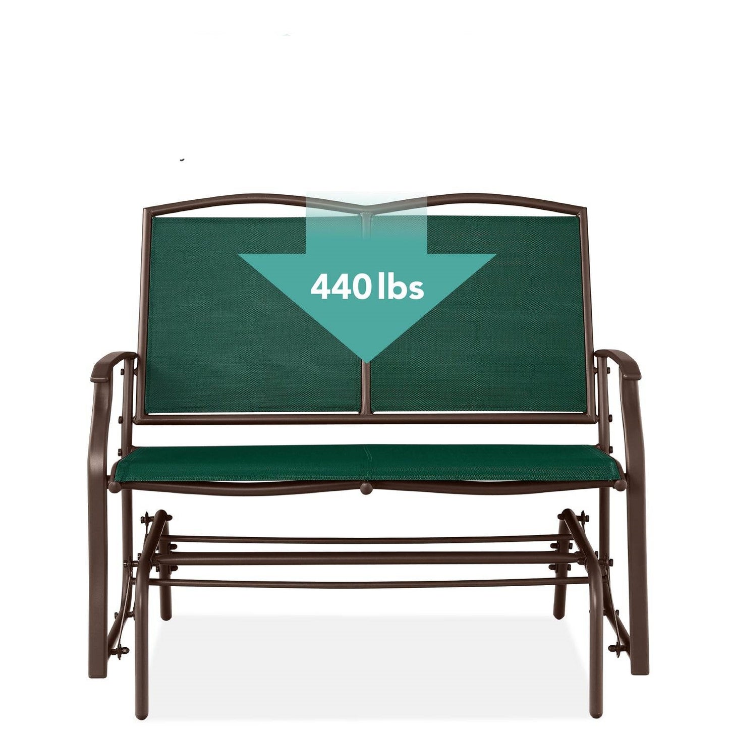2 Seater Mesh Patio Loveseat Swing Glider Rocker with Armrests in Hunter Green