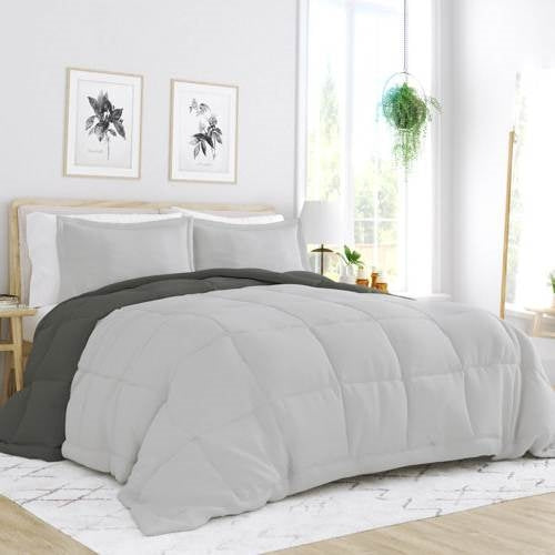 Twin/Twin XL 2-Piece Microfiber Reversible Comforter Set Grey