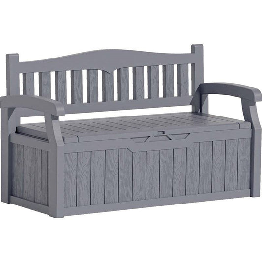 Grey Durable Resin 70 gL Outdoor Storage Bench Patio Deck