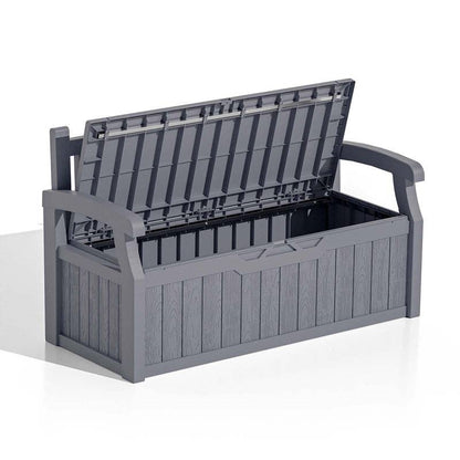 Grey Durable Resin 70 gL Outdoor Storage Bench Patio Deck
