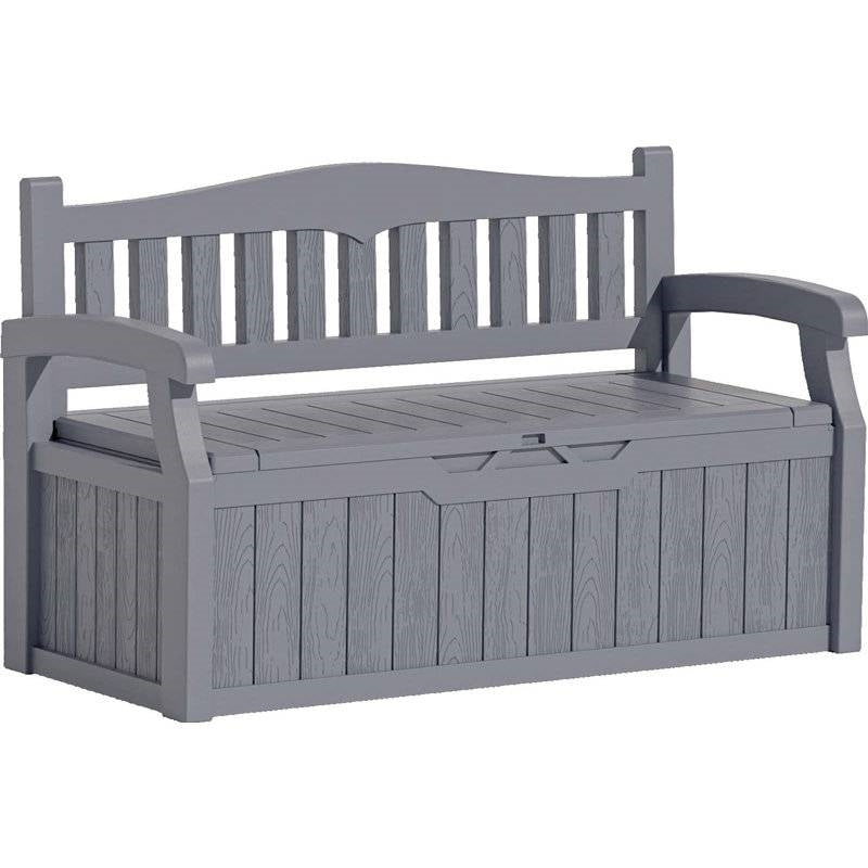 Grey Durable Resin 70 gL Outdoor Storage Bench Patio Deck