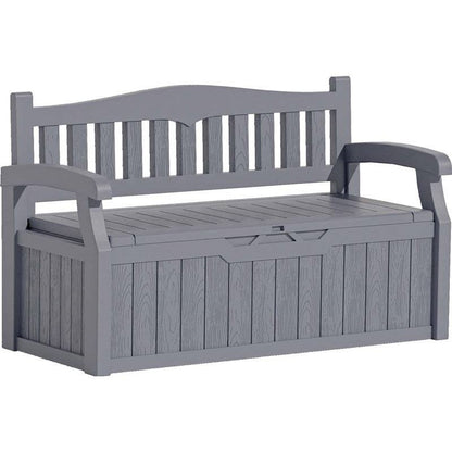 Grey Durable Resin 70 gL Outdoor Storage Bench Patio Deck