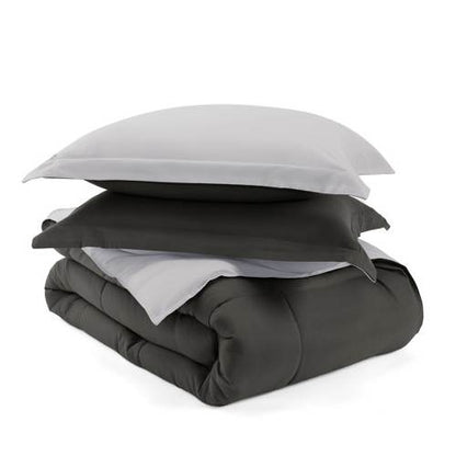 Full/Queen 3-Piece Microfiber Reversible Comforter Set Grey