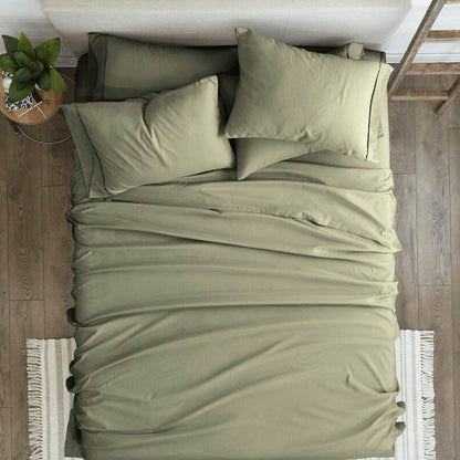 Queen Size, Sage 6 PCS Supreme Softness Wrinkle Resistant Microfiber/Polyester Sheet Set