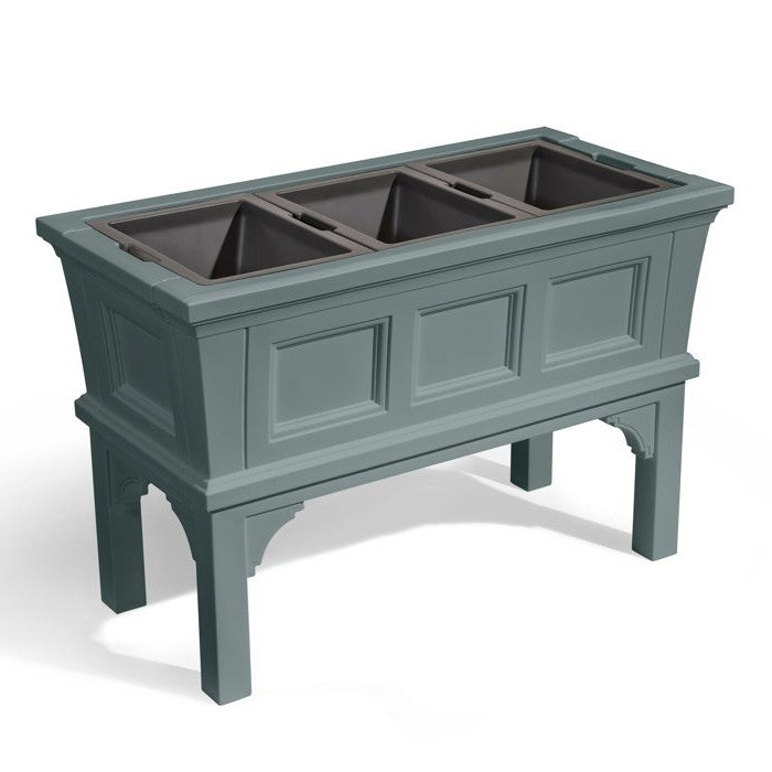 Green Rectangular Raised Garden Bed Planter Box w/ 3 Removeable Trays