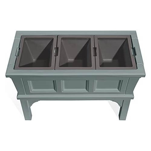 Green Rectangular Raised Garden Bed Planter Box w/ 3 Removeable Trays