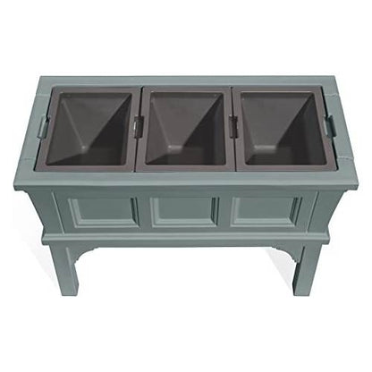 Green Rectangular Raised Garden Bed Planter Box w/ 3 Removeable Trays
