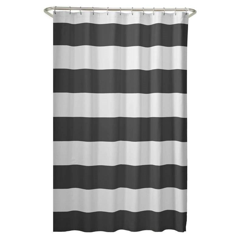 72 inch Height Polyester Grey White Nautical Striped Shower Curtain