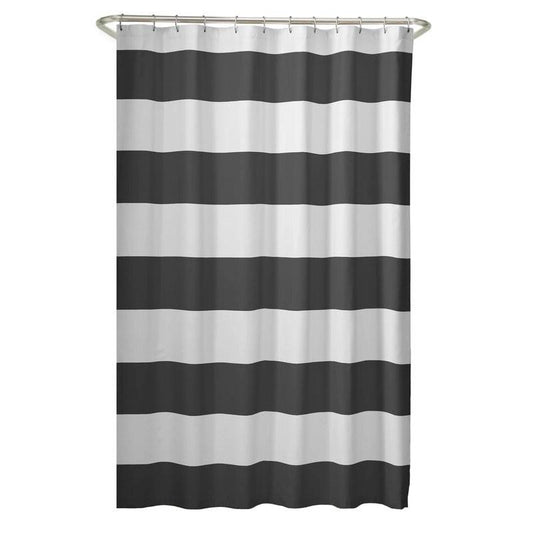 72 inch Height Polyester Grey White Nautical Striped Shower Curtain