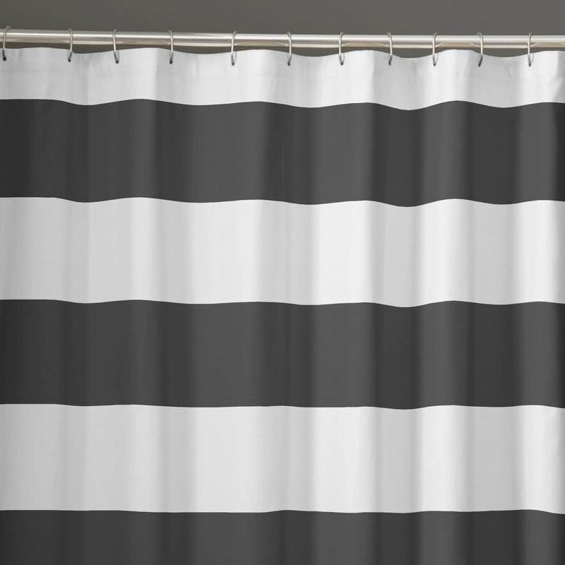 72 inch Height Polyester Grey White Nautical Striped Shower Curtain