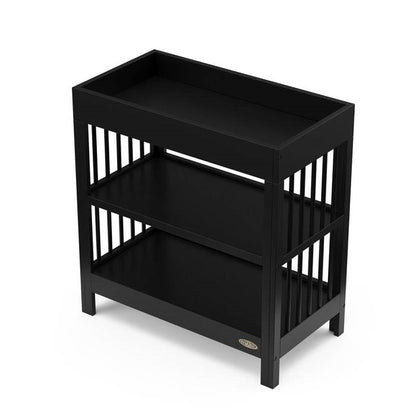 Black Modern Wooden Baby Changing Table with Safety Rail Pad