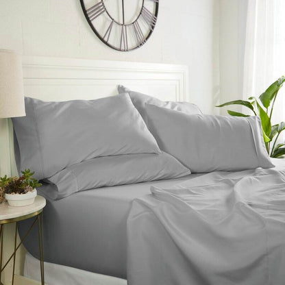 4 Piece Supreme Softness Wrinkle Resistant Microfiber/Polyester Sheet Set Grey, Twin XL