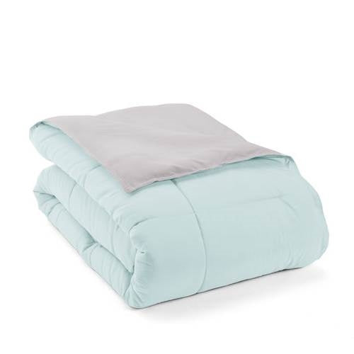 Full/Queen 3-Piece Microfiber Reversible Comforter Set Aqua/Grey