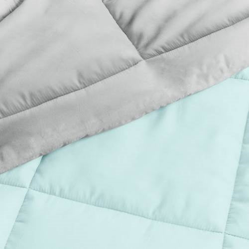 Full/Queen 3-Piece Microfiber Reversible Comforter Set Aqua/Grey