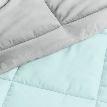 Full/Queen 3-Piece Microfiber Reversible Comforter Set Aqua/Grey